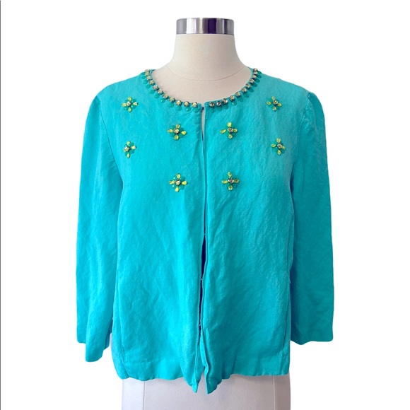 Ruby Rd. Jackets & Blazers - Ruby Rd. Petite Size 14P Embellished Linen Jacket